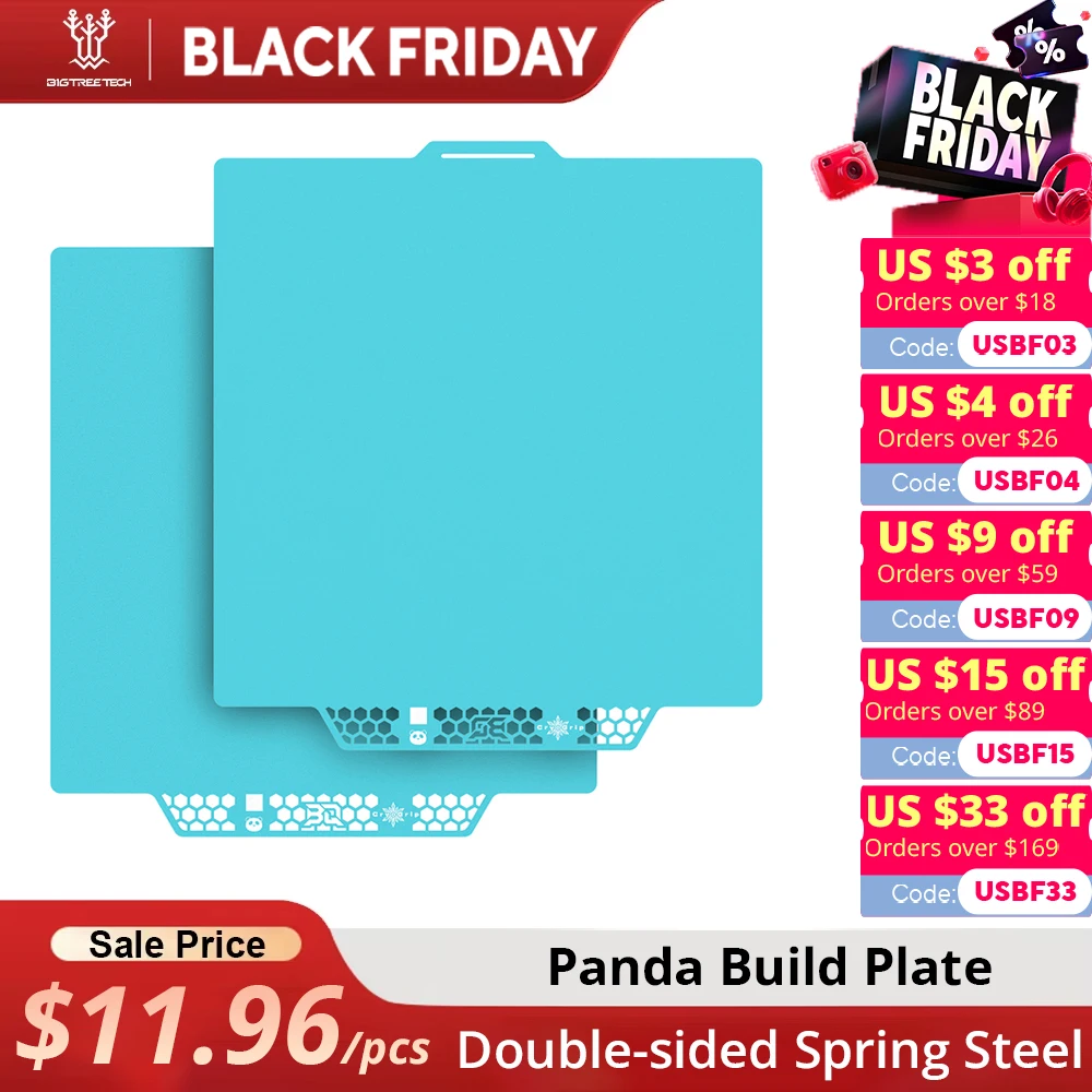 BIQU Panda Build Plate CryoGrip Pro Coating No Clog Spring Steel Double-sided for BambuLab Voron Kobra Adventurer 5M 3D Printer