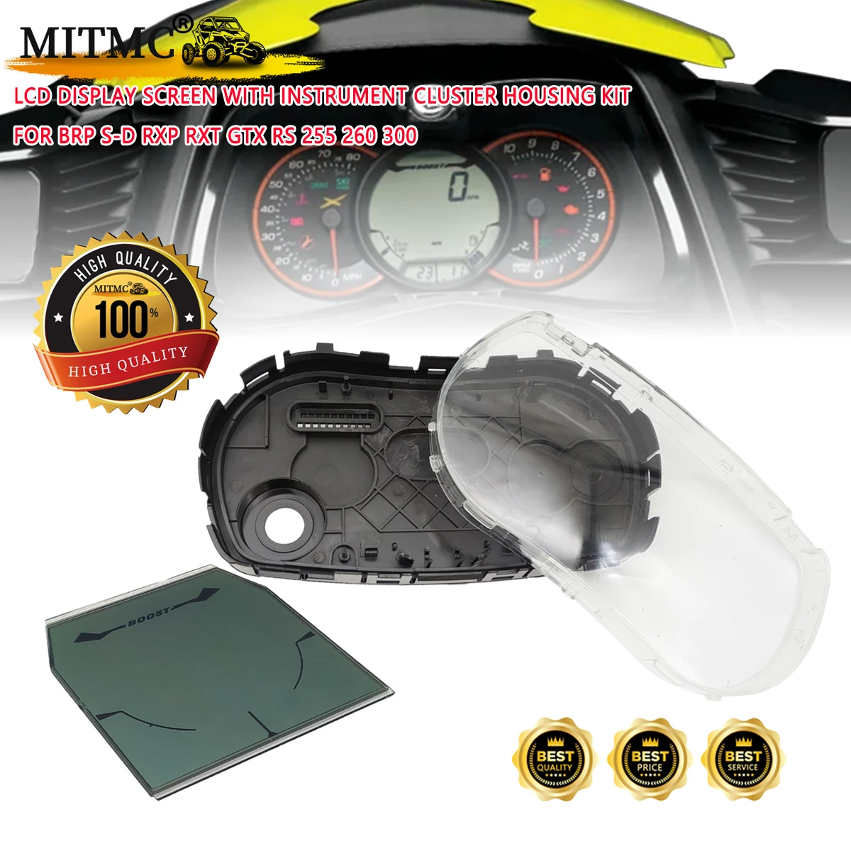 LCD Display Screen with Instrument Cluster Housing Kit For BRP S-D RXP RXT GTX RS 255 260 300 278002716 278003531 278003220
