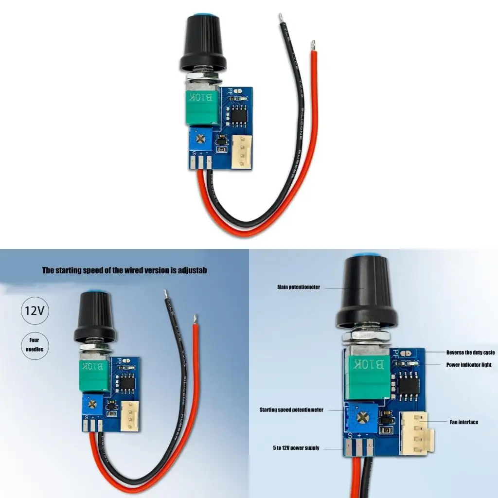 Silents Operation 12V PWM Fan Speed Controllers 4Pin Computer Cooling Module ABS