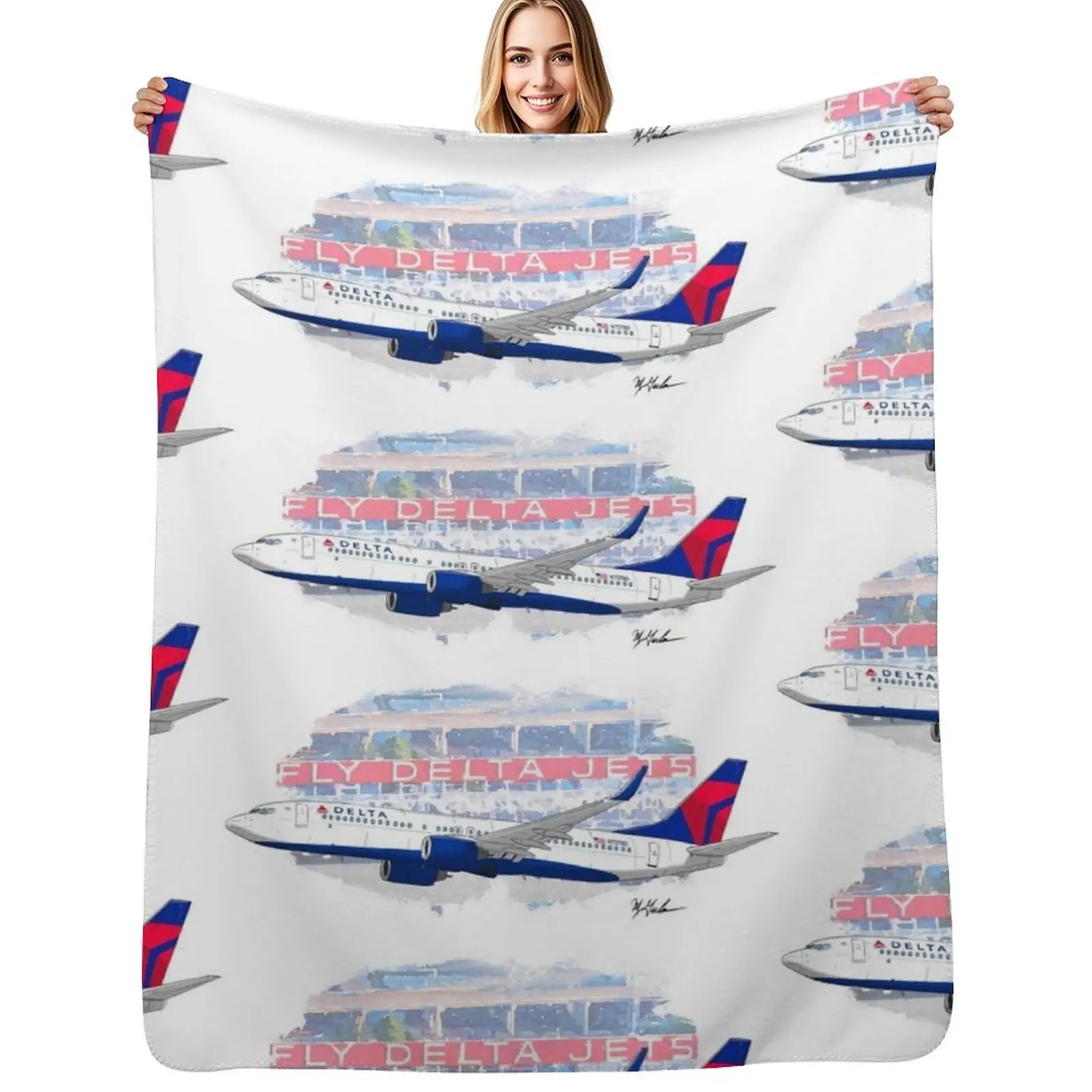 Fly Delta Jets Throw Blanket Decorative Beds Blankets For Sofas Bed Fashionable for winter Giant Sofa Loose Blankets