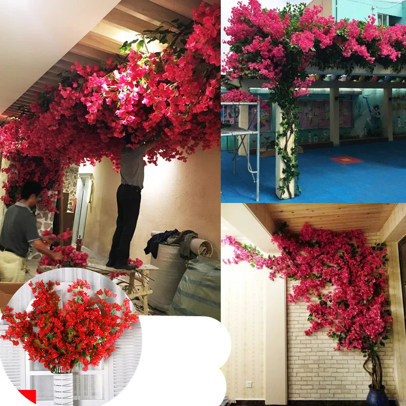 New home flower arrangement artificial bougainvillea filigree fake flower wedding decoration DIY party arch decoration