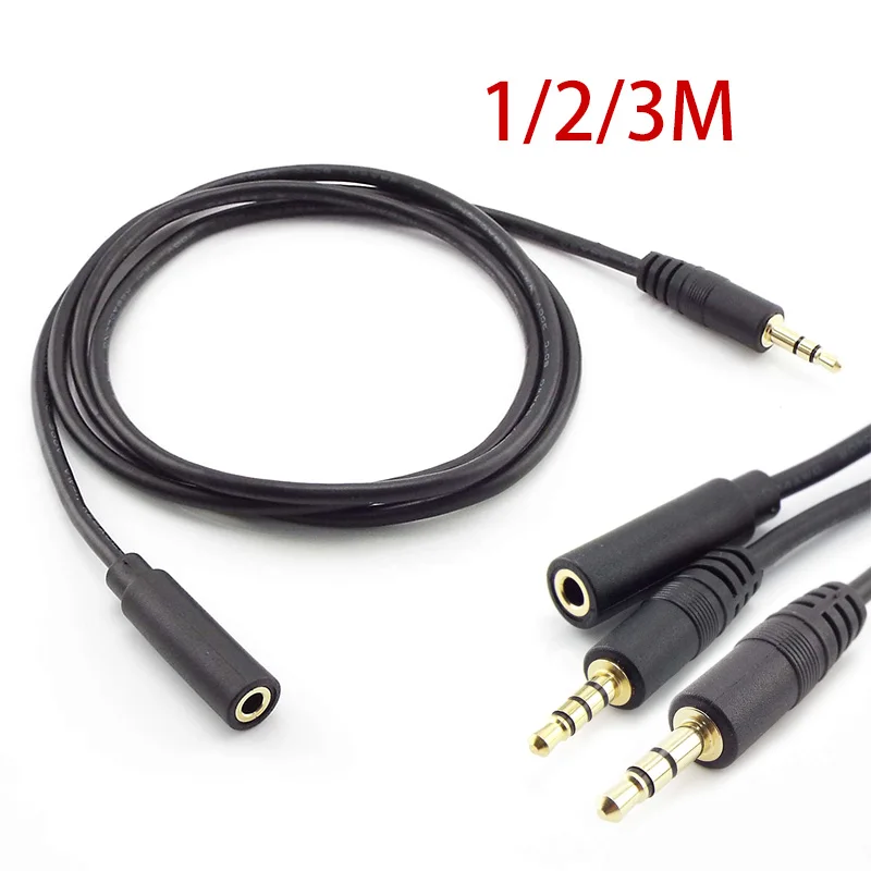 3 4 Pole Male to Female 3.5mm AUX Jack Audio Extension Cable Cord Auxiliary Headphone Earphone Speaker Stereo Audio Cables Cord