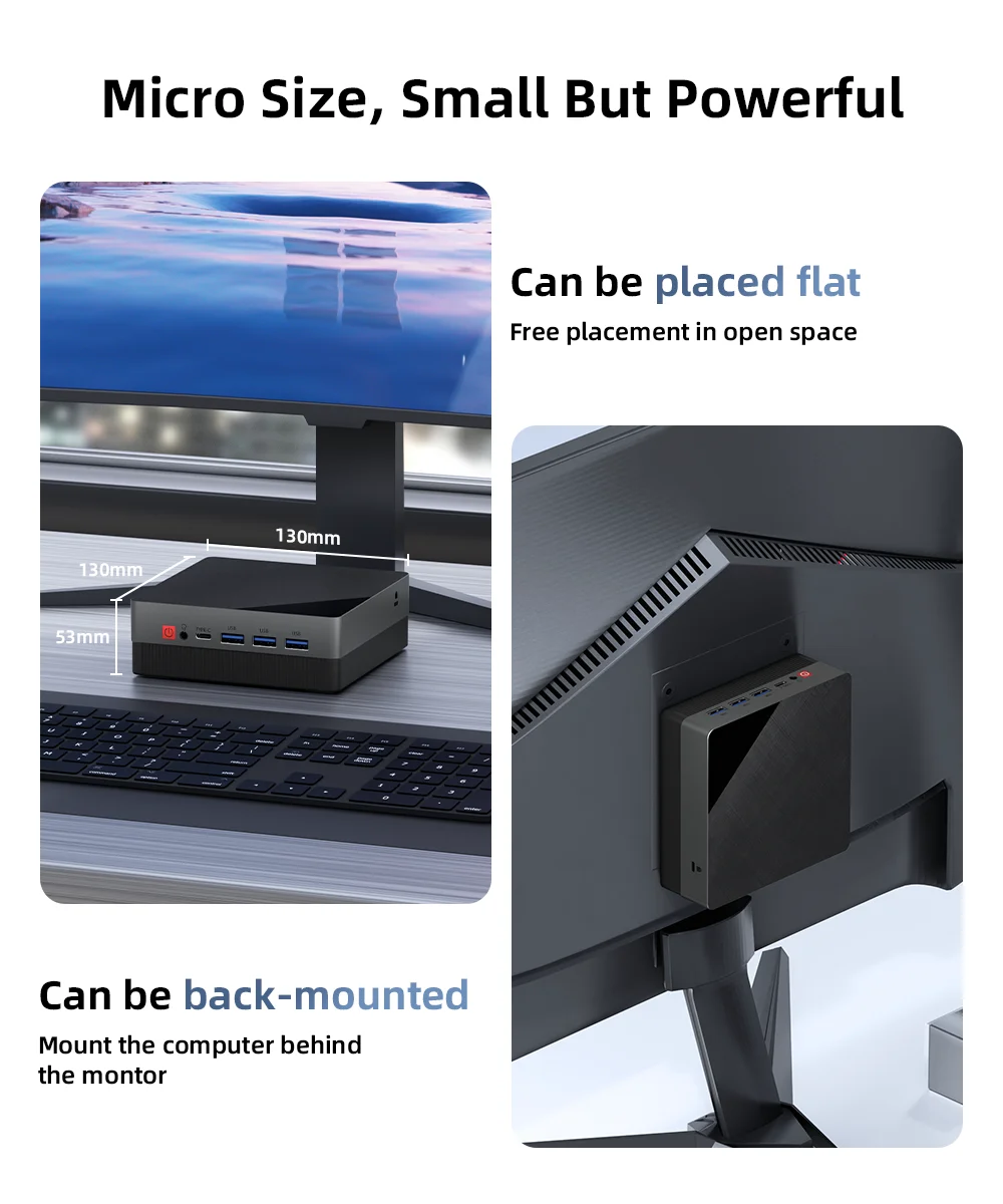TexHoo MINI PC AMD R7 7730U Ryzen 5 7530U 4500U Dual DDR4 WIFI6 LAN*2 1*DP 2*HDMI 3 Display Desktop Computer Windows11 3xUSB3