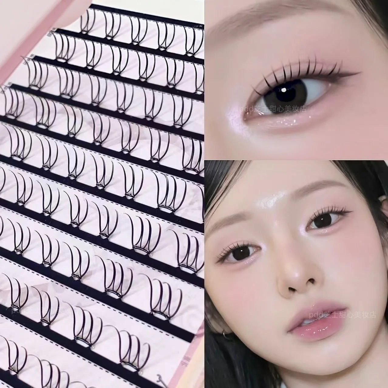 10Rows Self Adhesive False Eyelashes Natural Thin Fluffy Cluster Lashes No Glue Needed Daily Eyelash Korean Style Makeups