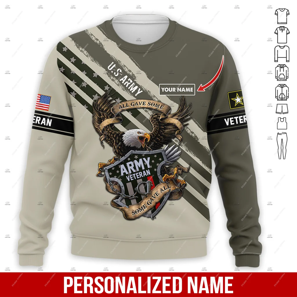 Custm Name Veteran Military Army Cosplay Soldier Camo Retro Vintage Trucksuit 3DPrint Harajuku Pullover Casual Jacket Hoodies R