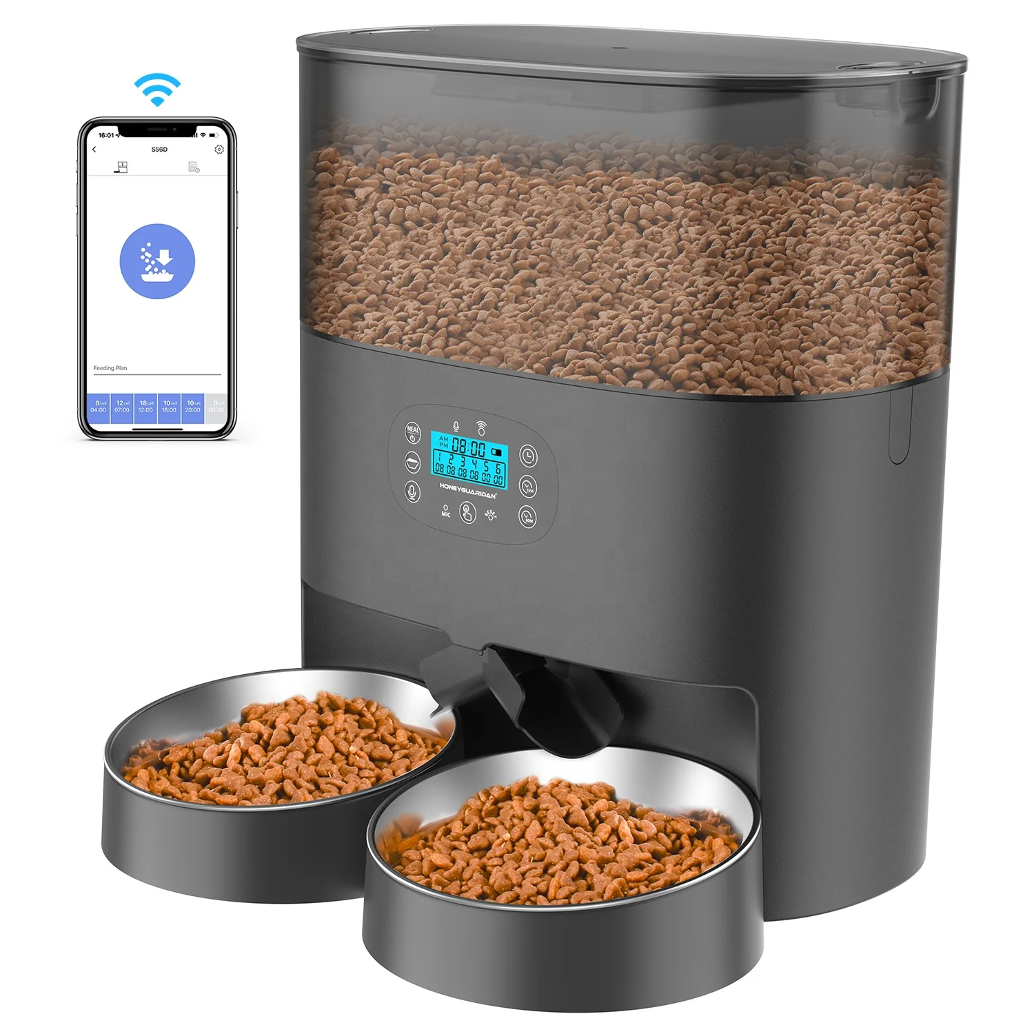 5.6L Capacity Smart pet feeder with Smart life pet feeder remote control for Cats Dogs.