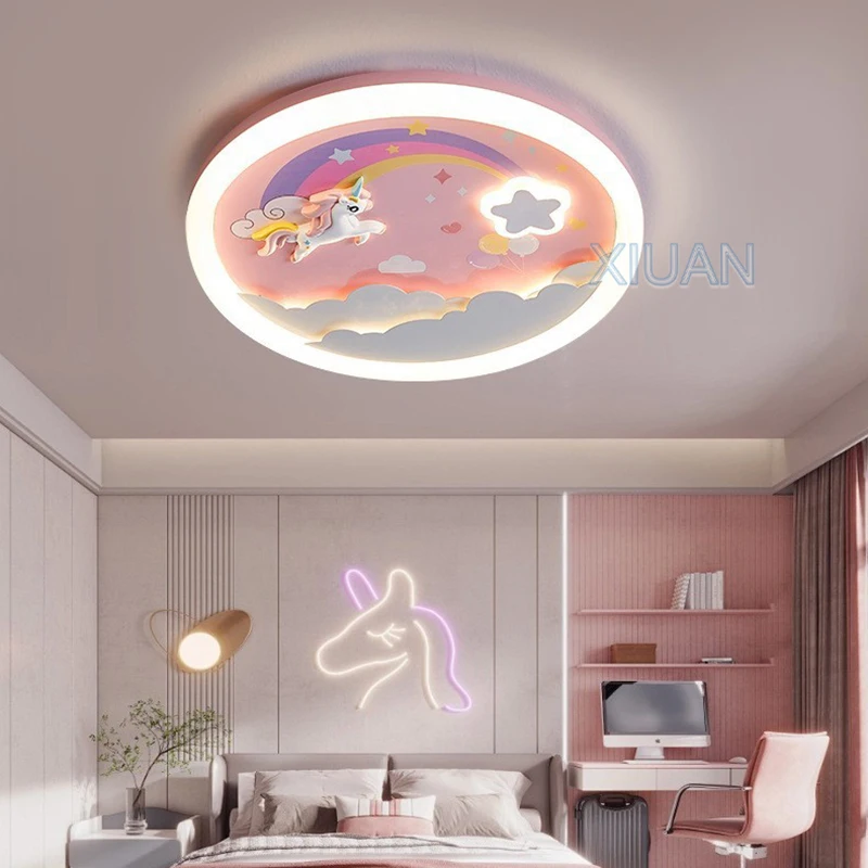 

Resin Unicorn Lights Pink Rainbow Ceiling Lamp for Kids Children Baby Girl Boy Nursery Room Lighting Fixtures Astronaut Airplane