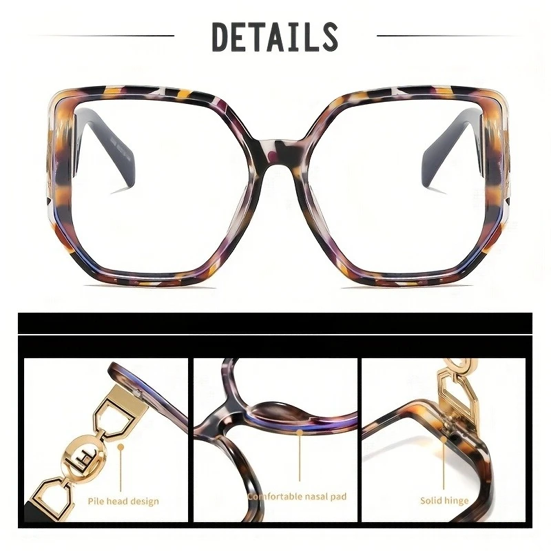 نظارات شمسية جديدة كبيرة الحجم مربعة مضادة للضوء الأزرق، تصميم فاخر بطباعة الفهد، نظارات للجنسين تناسب الجميع