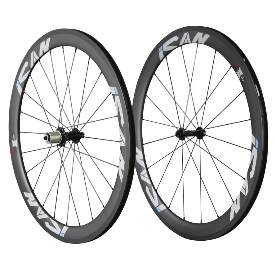 

STLF ICAN 700c Road Carbon Wheel,bicycle Carbon Wheelset 50mm CX-Ray Spokes V Brake 50c