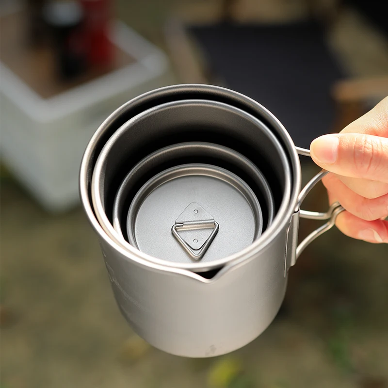 Tiartisan Titanium 750ml Foldable Coffee Mug Tea Cup With Lid Outdoor Camping Hiking Ultralight Portable Hanging Boiling Pot gallery 3