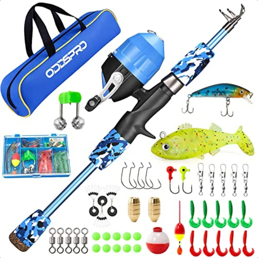 

ODDSPRO Fishing Pole Pink Portable Telescopic Fishing Rod and Reel Combo Kit with Spincast Fishing Reel Tackle Box for Girls Yo