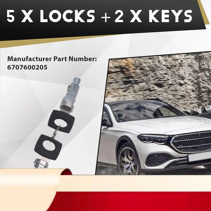 

6707600205 Five Pcs Door Lock Barrels With 2 Same Keys For LT Mercedes Sprinter Vito W638 Any Door Brand New-N32R