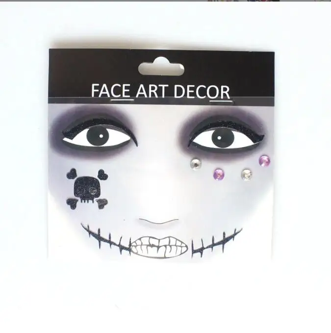 الوشم على الوجه 666 ماكياج والعنكبوت الإرهاب وقناع الندبات تصميم وهمية المؤقتة للماء الوشم ملصق