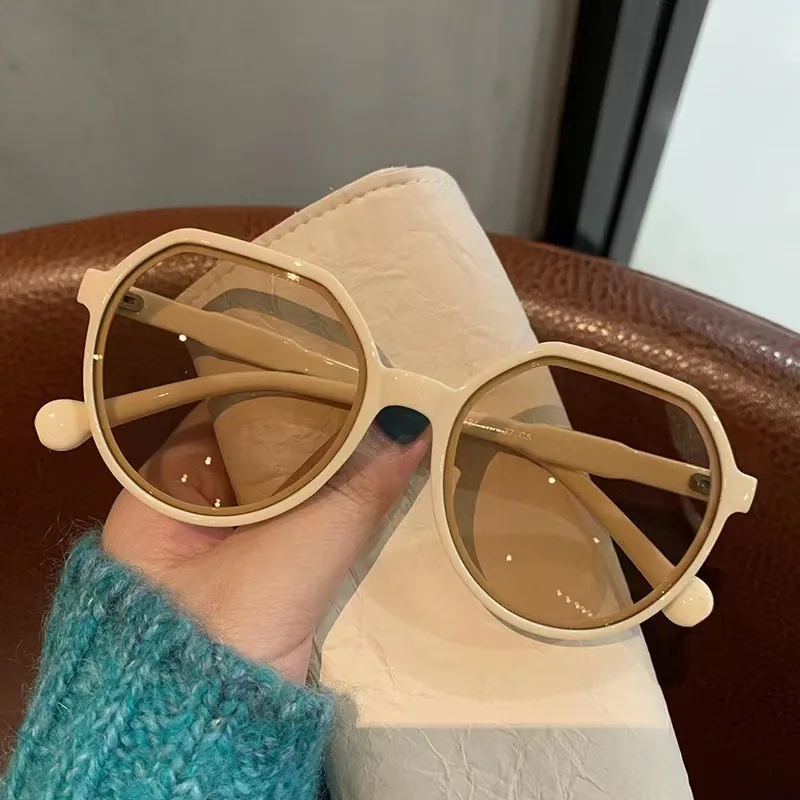 

Vintage Brown Round Sunglasses Unisex UV400 Anti-UV Driving Eyewear For Round Face Summer Fashion Shades