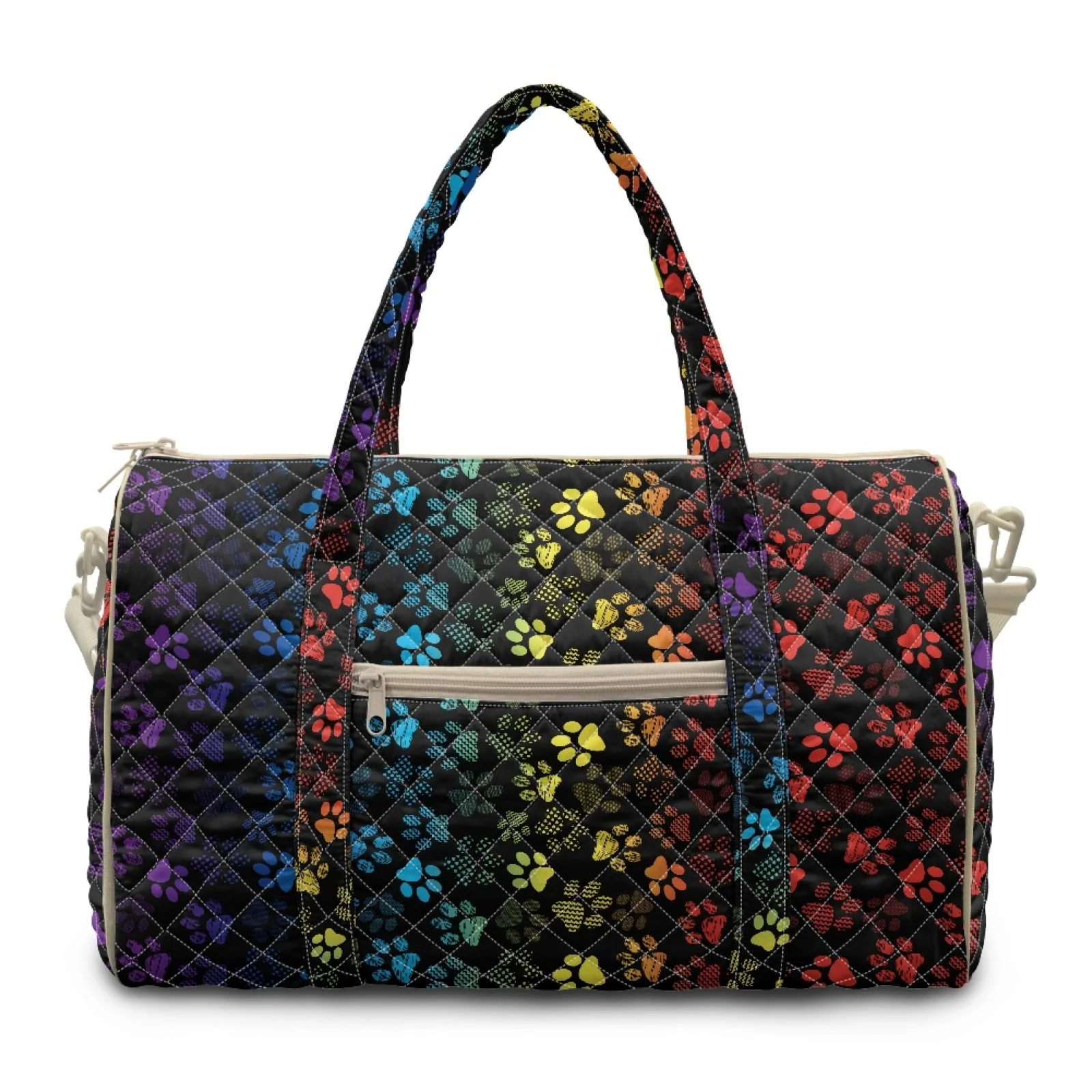 Coloranimal Rainbow Paw Print 2026 New Lightweight Travel Tote Bag, Polyester Versatile Carry on Tote for Women Sports