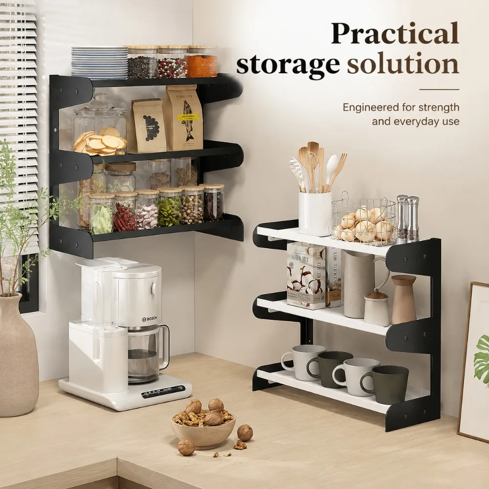 1. Hanging Wall‑Mount Spice Rack Kitchen Condiment Organizer Space Saving Metal Seasoning Bottle Holder for Home Kitchen Storage