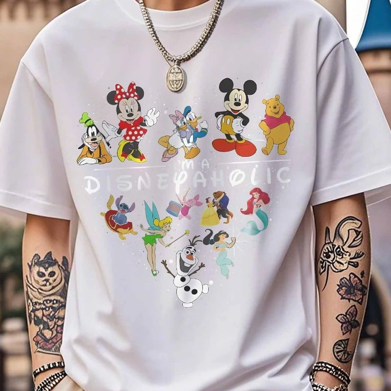 

Минималистичные летние новые повседневные и модные мужские и женские уличные наряды Disney с Микки Диснеем и очарованием