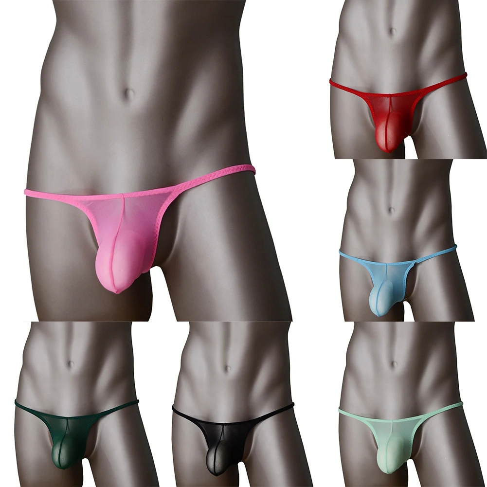 Bragas sexis para hombre, lencería de malla, tangas transparentes, bolsa para bulto, espalda en T, calzoncillos transpirables, ropa interior de tiro bajo, calzoncillos elásticos