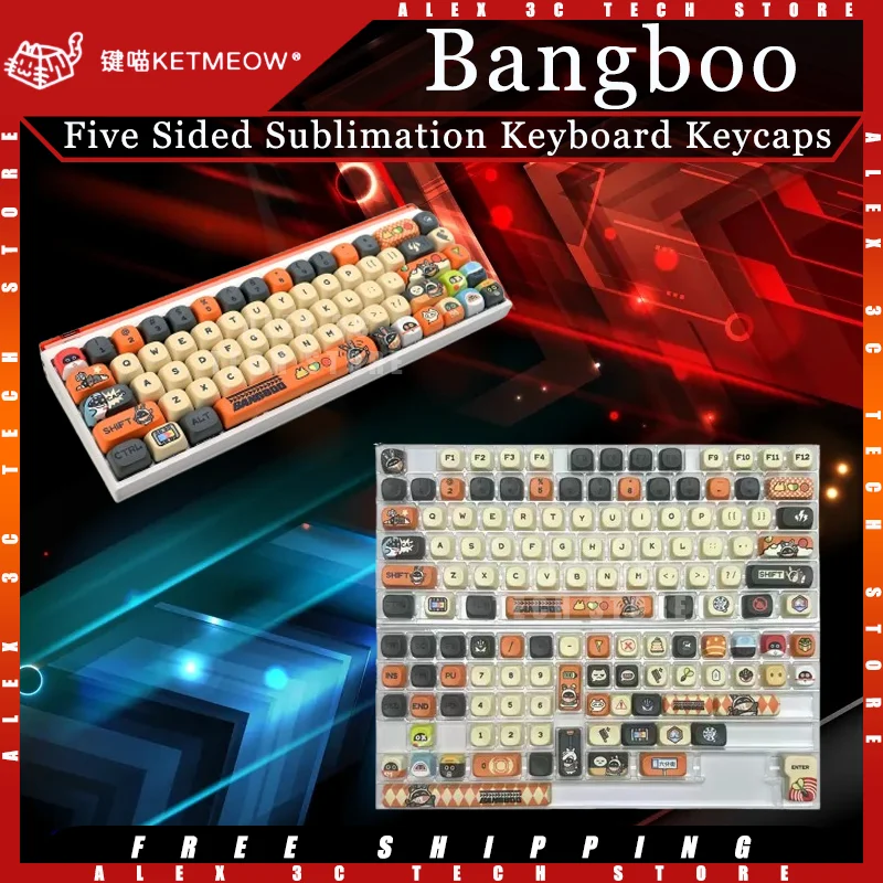 

KEYMEOW Bangboo Mechanical Keyboard Keycaps KOA Height 133Keys Five Sided Sublimation Kawaii Anime Game Theme Keycaps