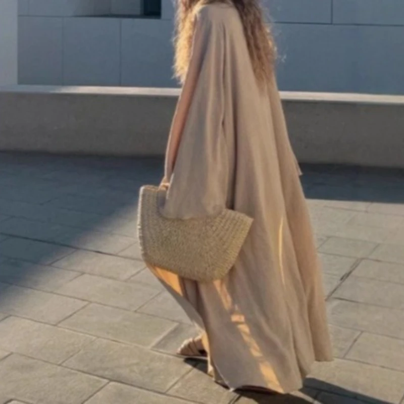 

Autumn Solid Color Long Sleeve Cardigan Long Women's Casual Coat in 2025