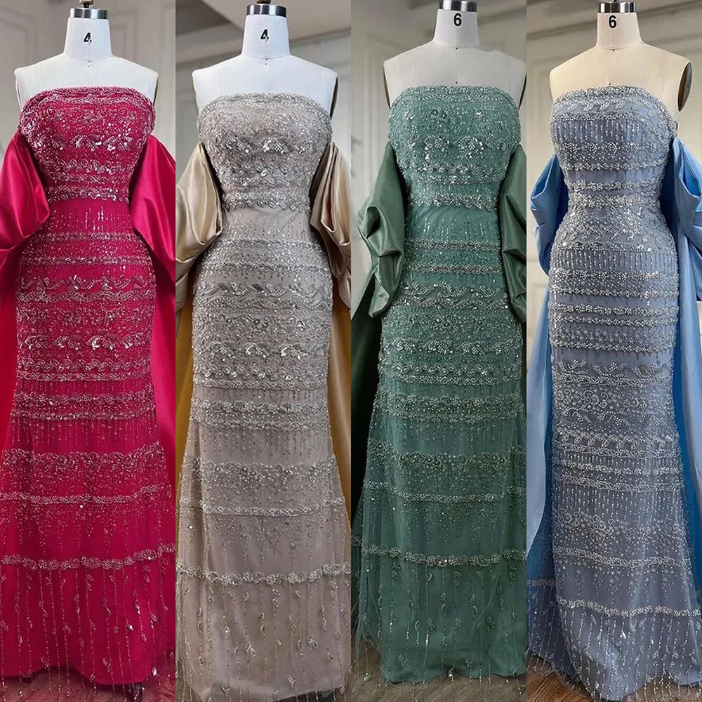 فساتين سهرة بحورية البحر باللون الأخضر من Serene Hill-Sage مخصصة، بدون حمالات، أنيقة، مثيرة، مطرزة، حفل زفاف، 2025 BLA72126 #3