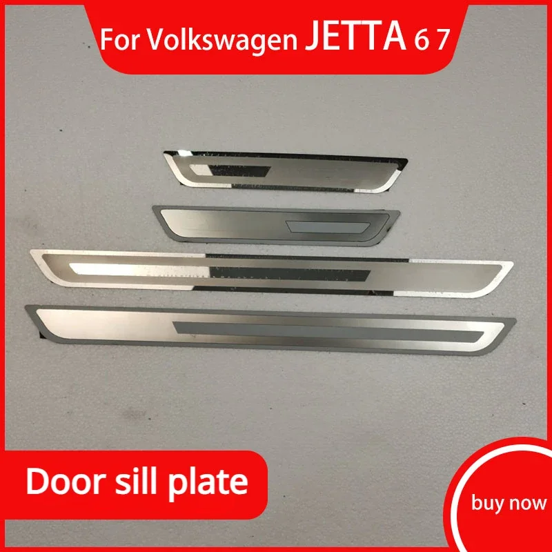 Ultrathin Stainless Steel Door Sill Scuff Plate Articlefor For Volkswagen VW JETTA 6 7 MK6 MK7 4PCS Car styling 2011-2020