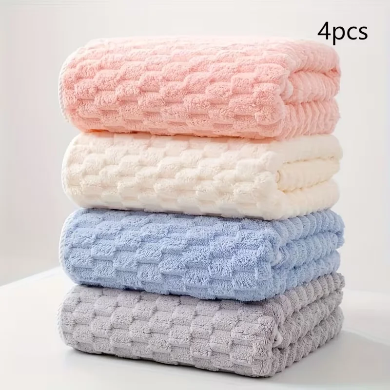 Set di 4 asciugamani da bagno di lusso ultra morbidi, altamente assorbenti, asciugamano testurizzato ad asciugatura rapida, morbido, adatto per spa e 