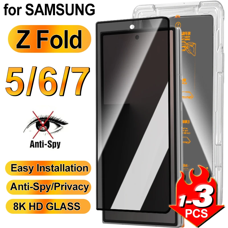 

1/2/3 PCS Easy Install Screen Protector For Samsung Galaxy Z Fold 7 6 5 4 W25 Privacy Anti-Spy Clear Front Tempered Glass Film