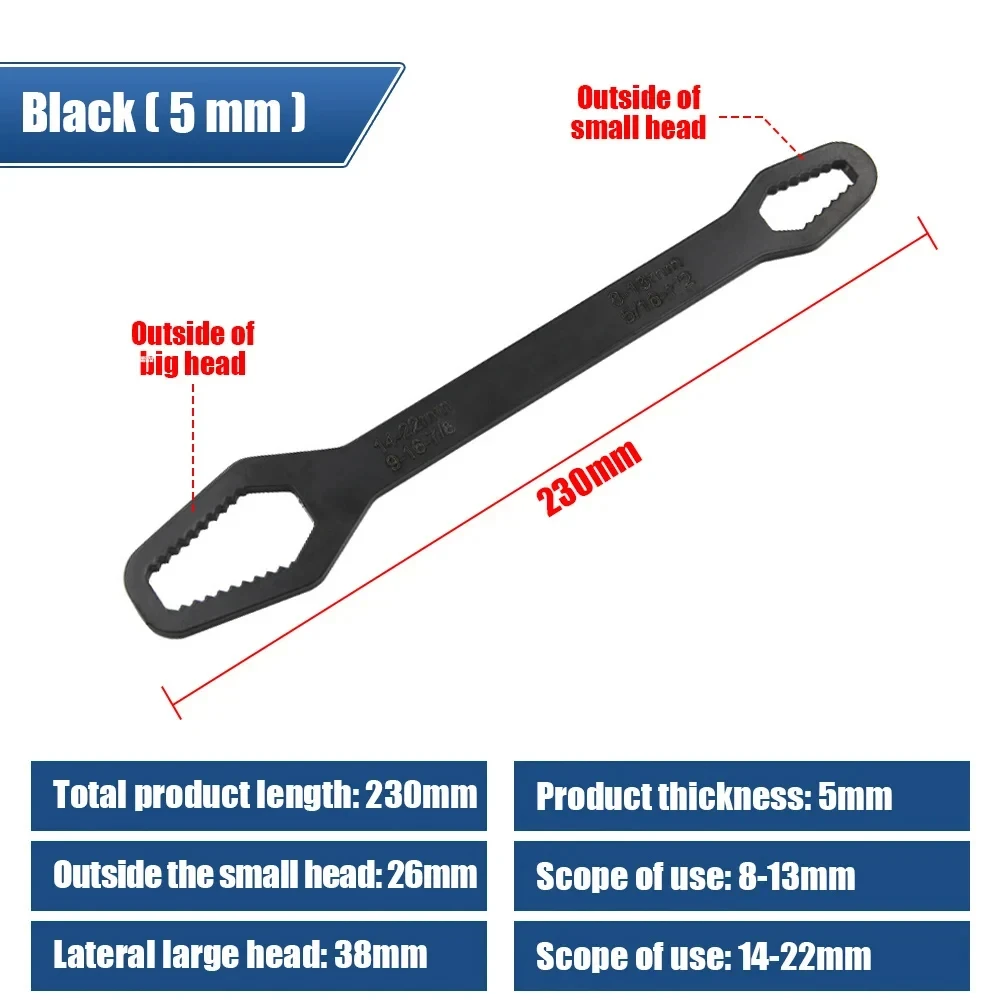 8-22mm Universal Torx Wrench Board Adjustable Double-head Torx Spanner Self-tightening Glasses Wrench Multi-purpose Hand Tool