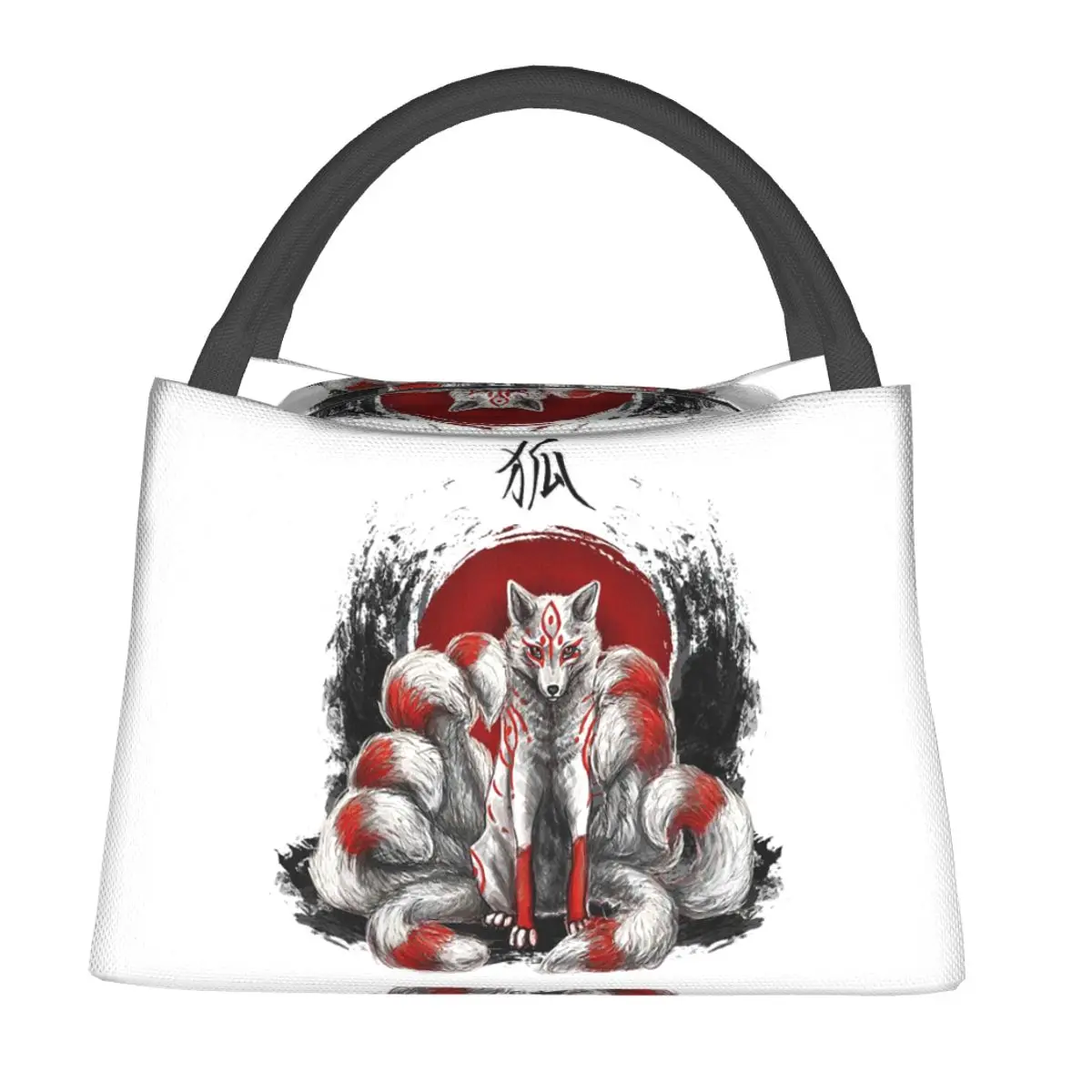 Japanese Kitsune Nine Tailed Fox Lunch Bags Insulated Bento Box Lunch Tote Picnic Bags Thermal Bag for Woman Student Travel