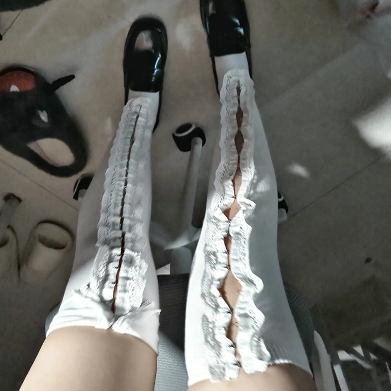 Punk Spice Girls Hollow Lace Y2K Calf Socks girl cotton middle tube thigh cotton knee high socks