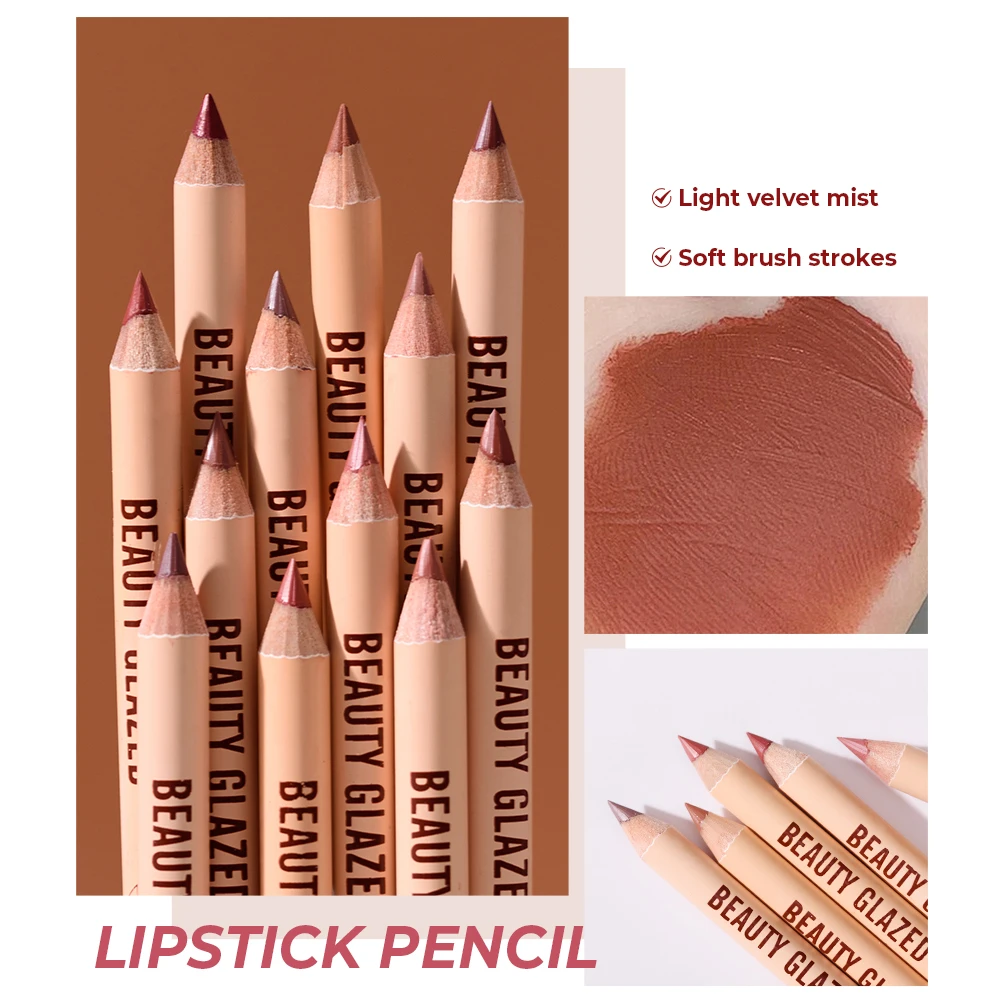 Ensemble de crayons à lèvres nus et mats, 12 pièces, imperméable, longue durée, teinte tranchante, lisse, maquillage, cosmétiques