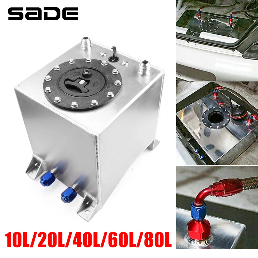 Serbatoio di sovratensione carburante universale da 2,5/5/10/15/20 galloni 10/20/40/60/80L con tappo e schiuma del sensore all'interno dell'alluminio argento OC-1018