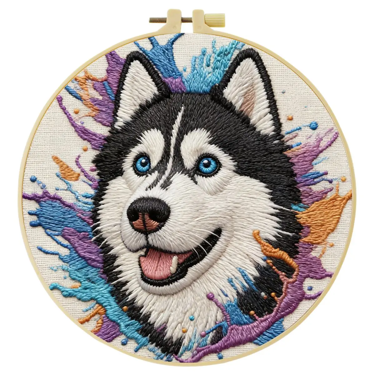 1 Stück 20X20CM/15X15CM 7,87/6,3 Zoll Tier - Husky Stickerei Starter-Kit DIY-Kit DIY-Stickerei-Set Handarbeiten Nadelkunst – Detail 3