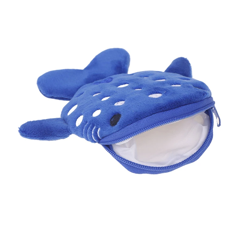 Cartoon Plush Shark Coin Purse For Kids Cute Animal Zero Wallet With Zipper Coin Bag Pendant Data Cable Storage Gift