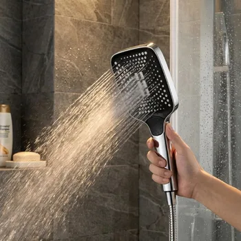 Adjustable 3-Mode High Pressure Shower Head Large Flow Water Saving Rainfall Mixer Head Ba