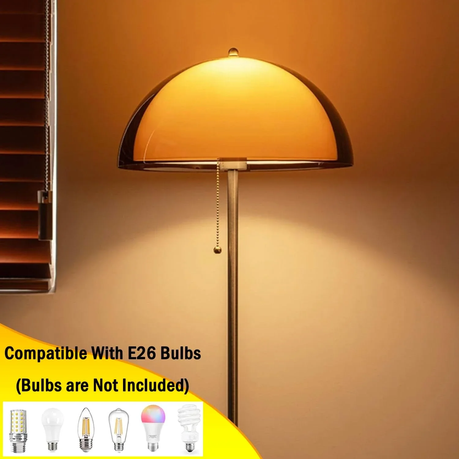 Modern Light Emitting Diode Mushroom Wooden Metal Floor Lamp Living Room Bedroom Sofa Side Sunset Atmosphere
