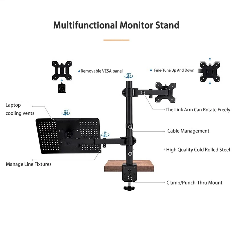 Desktop Computer Support mechanical Mount Stand For 12\