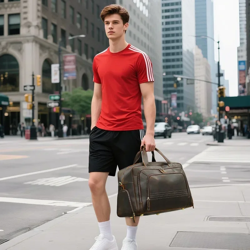 

Men's Premium Leather Travel Bag Large Capacity Multi-Function Luggage Ideal for Business Trips