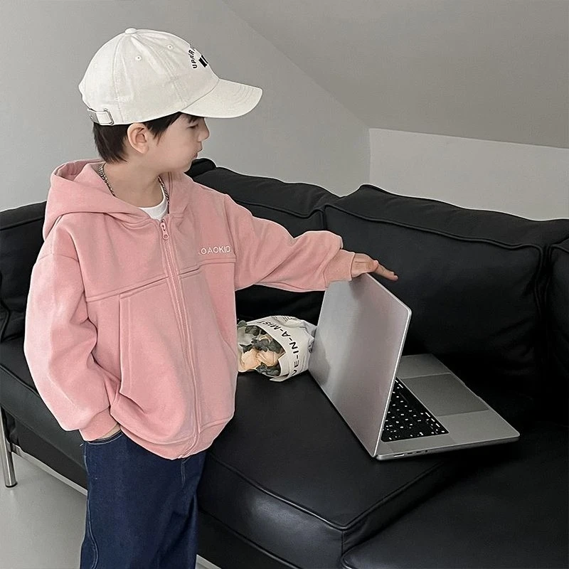 2026 Boys Spring Autumn Jacket Kids Casual Zip Up Hoodie Children Sportswear Outerwear Toddler Clothing