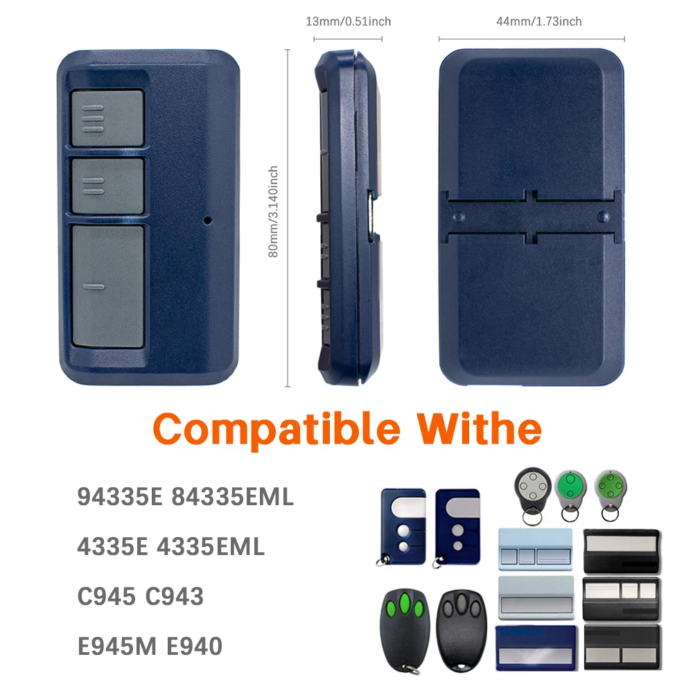 

3-20pcs Garage Remote control Compatible With 4335E 94335E 4335EML 84335EML C943 C945 E940 E945M 433.92MHz Gate Door Opener