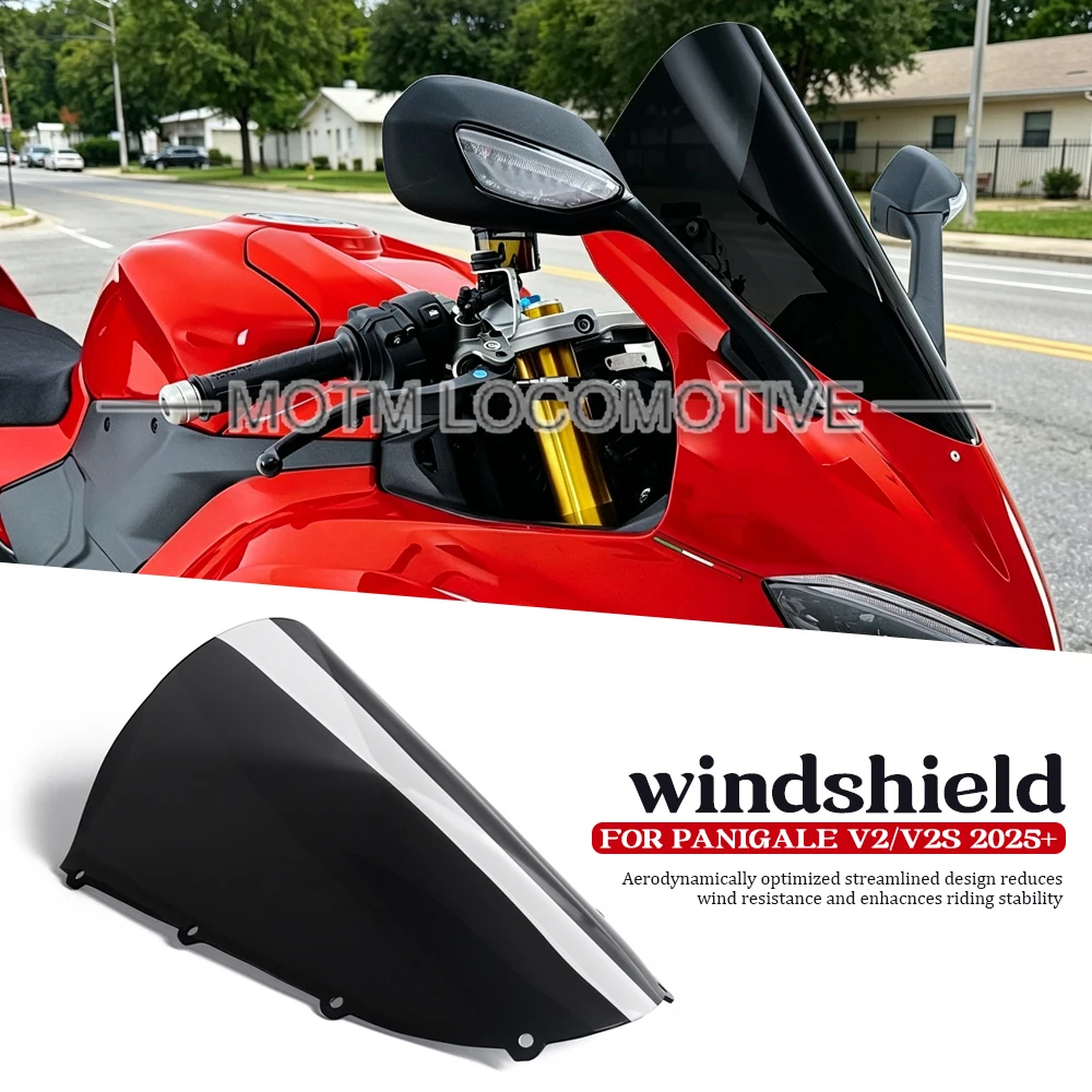 

Front Windshield Acrylic Height Extension Windscreen Deflector Accessories for Ducati Panigale V2/V2S 2025-2026