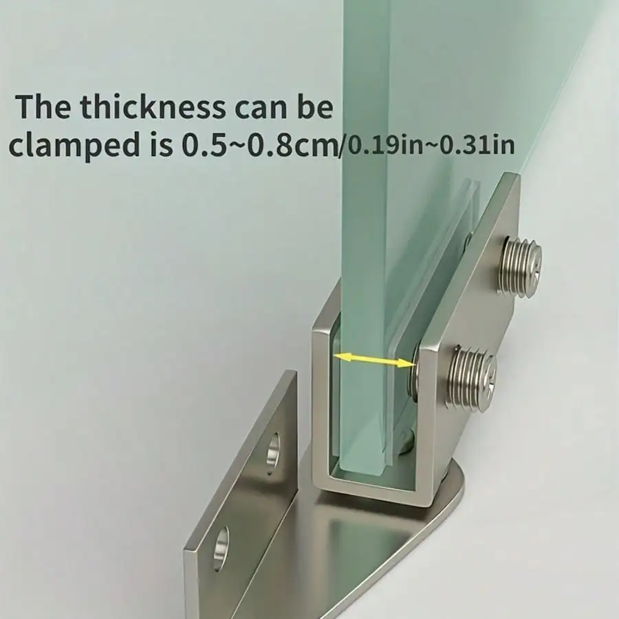 2-Pack 304 Stainless Steel Invisible Glass Door Hinges - No-Drill, Non-Perforated 270° Rotating Clips for Heavy Duty Display & W