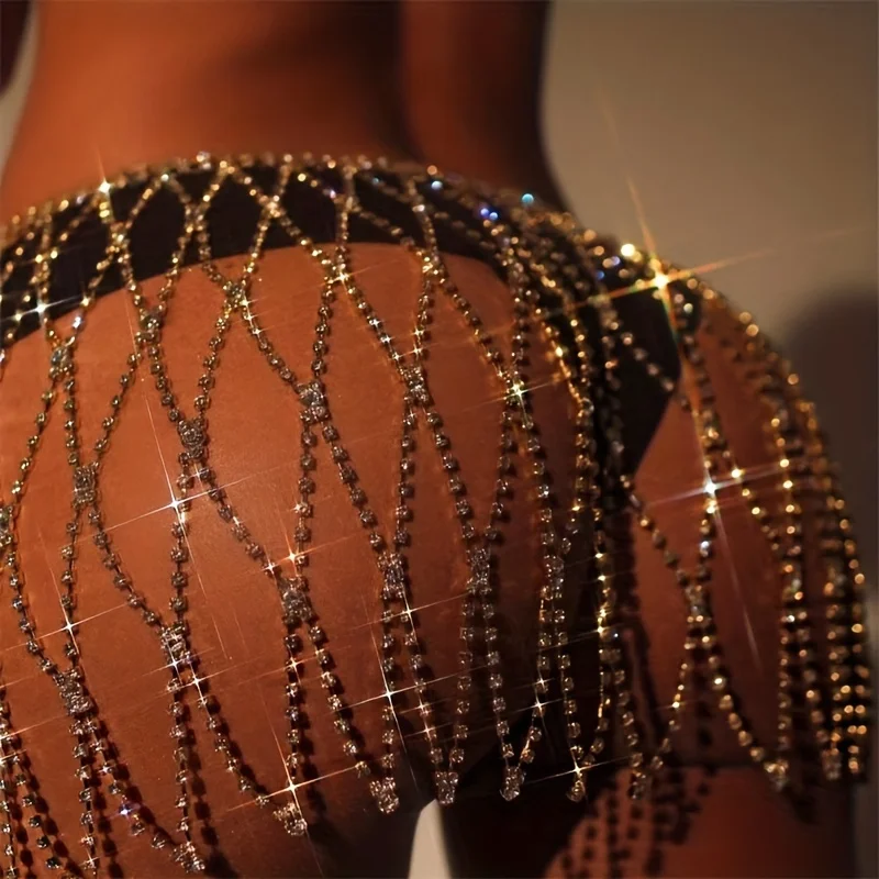 Sexy Bling Tassel Waist Chain Package Hip Skirt for Women Lingerie Chain Body Chain Jewelry Accessories Bikini Party