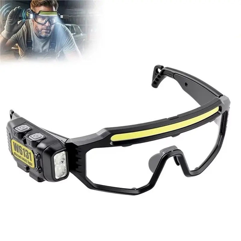 LED Safety Goggles Smart Motion Sensor Work Light Waterproof Headlight Protective Eyewear