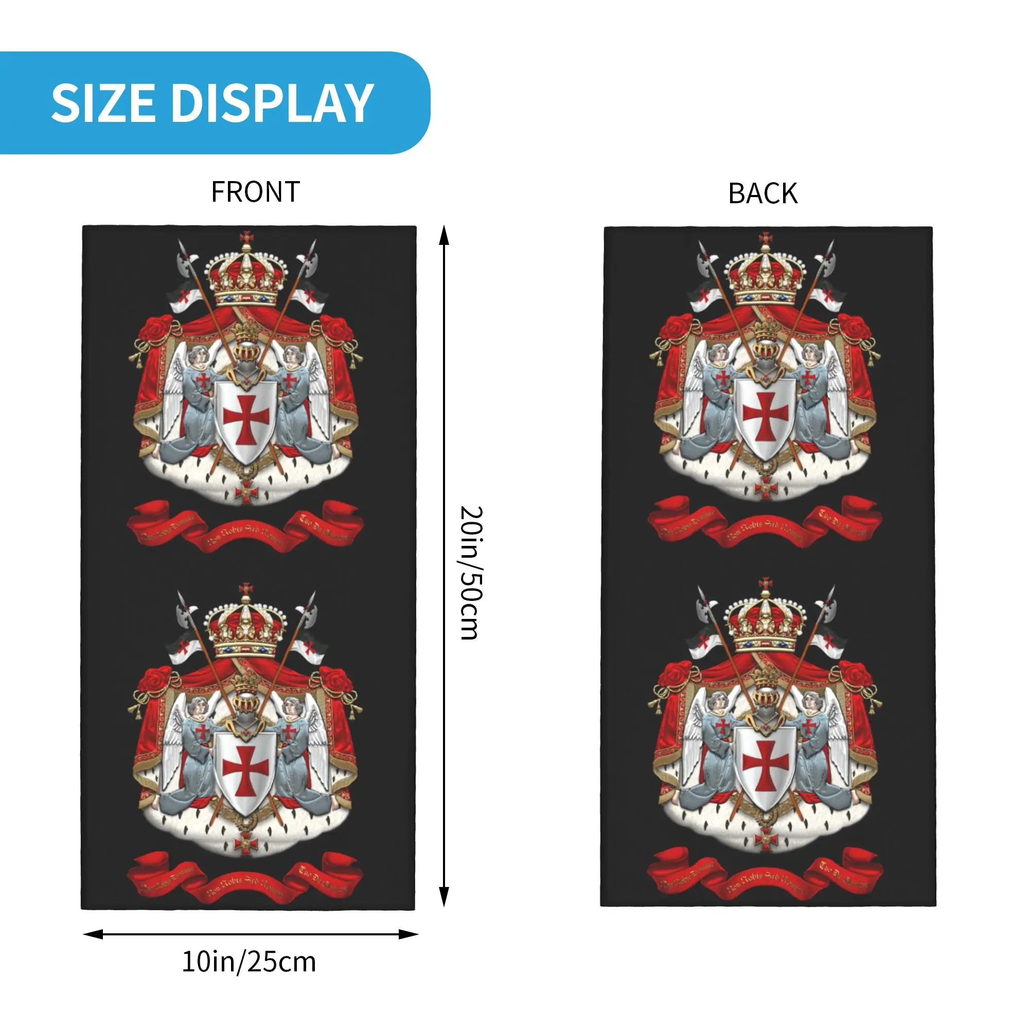 Knights Templar Flag With Coat of Arms Medieval Warrior Cross Neck Gaiter Women UV Face Shield Winter Bandana Scarf for Hiking