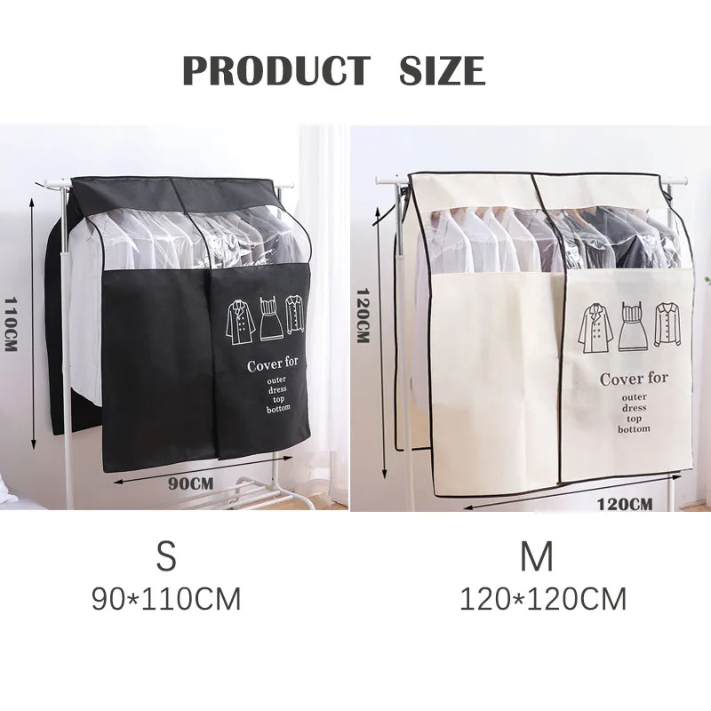 Clothes Hanging Dust Cover Visible Dress Suit Coat Storage Bag Large Capacity Wardrobe Clothes Organizer Household Storage Tool