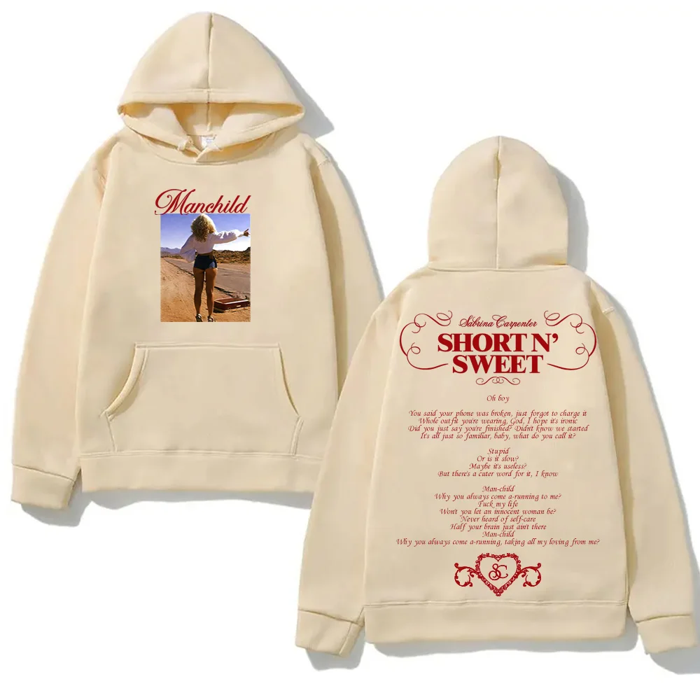 Sabrina Carpenter - Manchild Fashion Hooded with Pocket Grunge Comfortable Sweatshirts Sleeve Gothic Clothes Moletom Punk Hoody