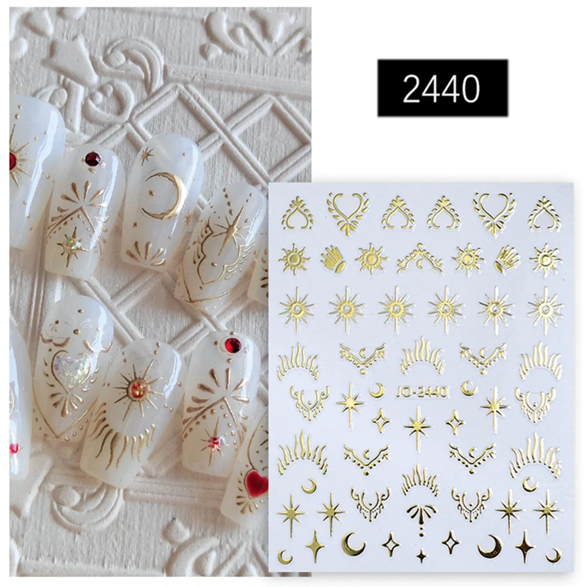 Boheemse Thema Nail Art Stickers Hot Stamping Star Moon Patroon en Hartvorm Ontwerp Nageldecoratie Decals