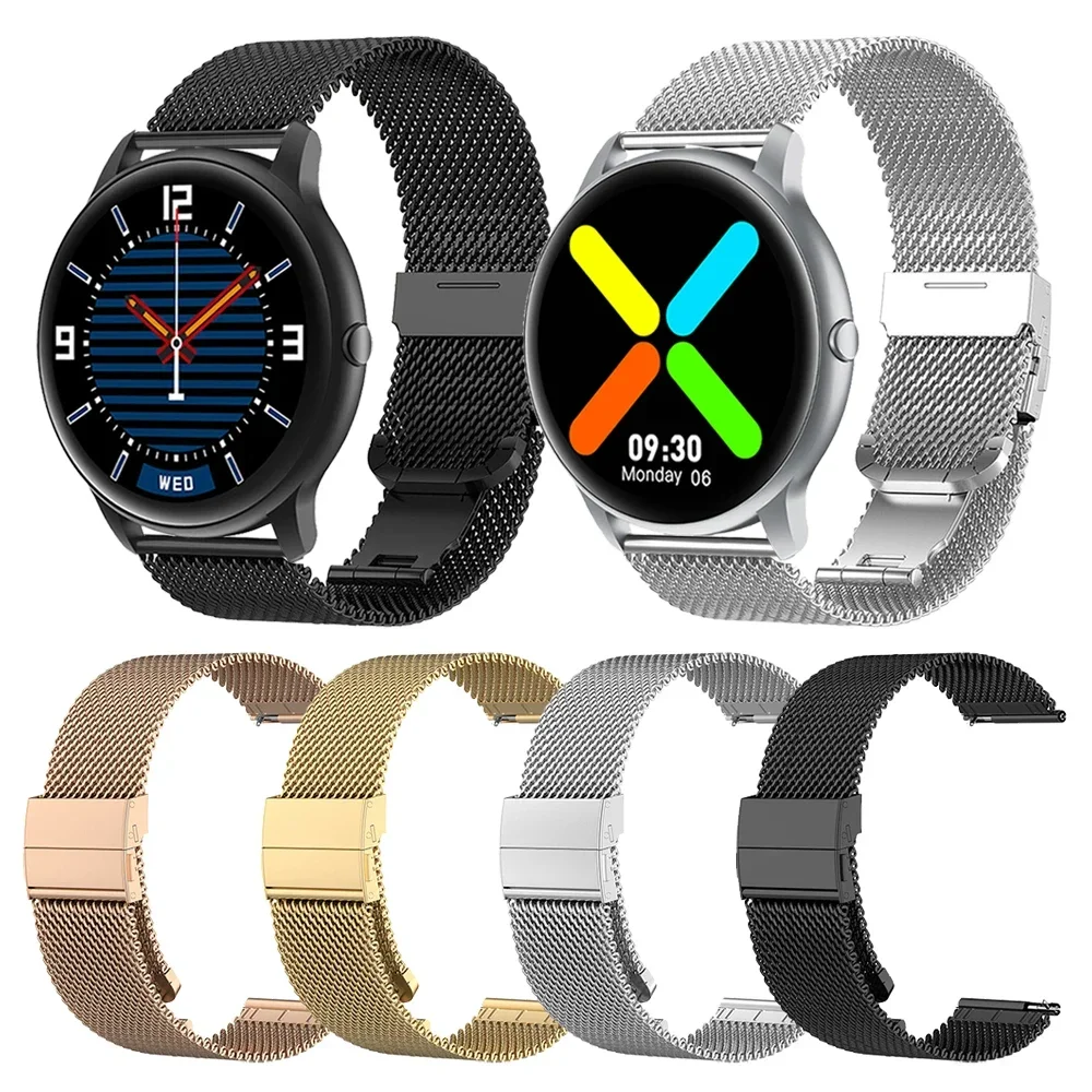 Correa de acero inoxidable de 22mm para pulsera IMILAB KW66, pulsera con hebilla de mariposa para pulsera IMILAB W13/YAMAY SW022, correa de reloj de malla